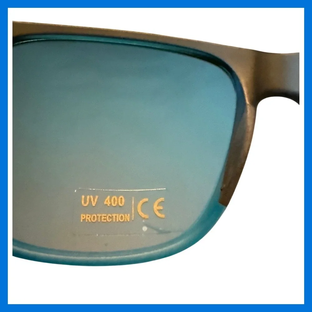 NWOT Matte Black Square Polarized Sunglasses Blue Mirrored Lens UV400 PS27 Case